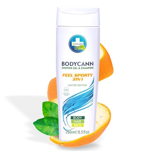 champú y gel de cáñamo Bodycann Feel Sporty 3 en 1 natural