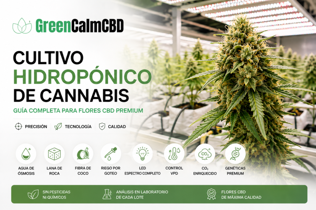 Cultivo hidropónico de cannabis para producir flores CBD premium en interior